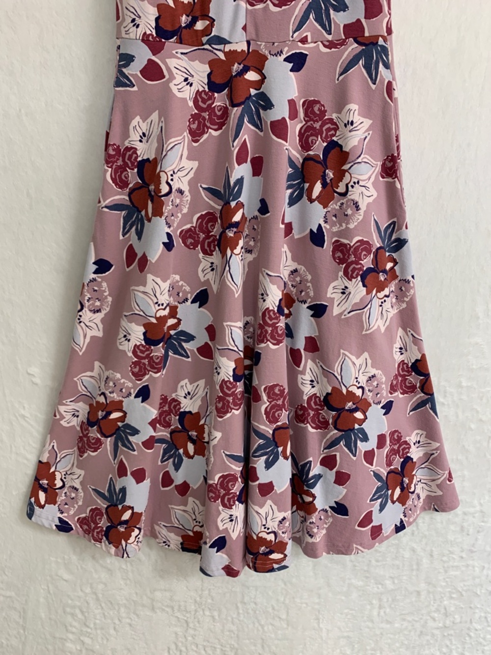 Pact Fit & Flare Gathered Halter Dress in Fresh Flora Lavender Haze Sz XS - Picture 6 of 15